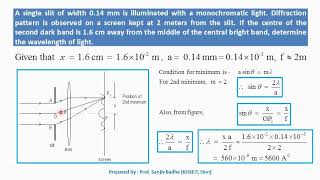 Numerical problems based on single slit diffraction
