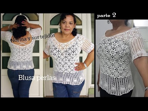 Blusa a crochet perlas - YouTube