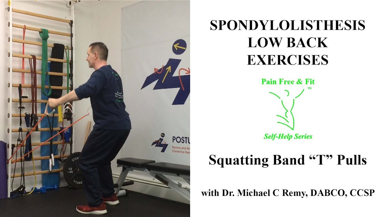 Spondylolisthesis Low Back Exercises Squatting Band T Pulls YouTube