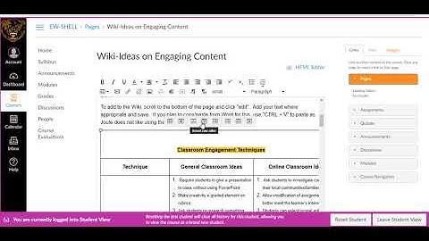 Adding to a Wiki page in Canvas LMS