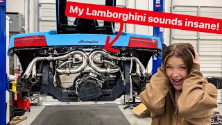MY DAD BOUGHT ME A LAMBORGHINI THEN A $10,000 EXHAUST FOR CHRISTMAS! *LOUD*