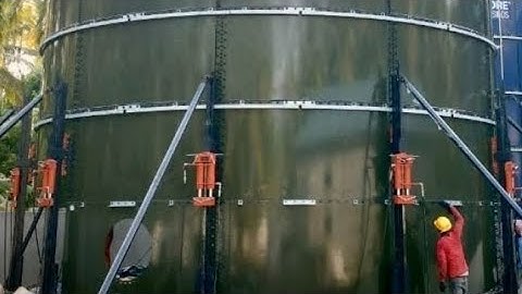 Erection of multiple water storage tanks in M using our (Bolted-type) Hydraulic Tank jacking System