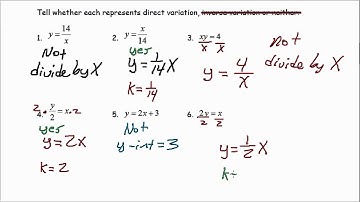 Direct Variation Identifying and Writing Direct Variation Equations