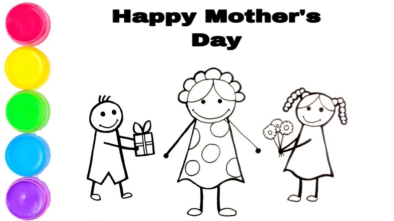 Mother with Child Mother's Day Drawing 1073504 Vector Art at Vecteezy