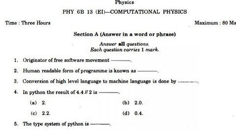 Question paper Computational physics 6th semester