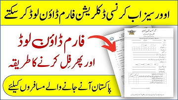 How To Download Pakistan Custom Currency Declaration Form