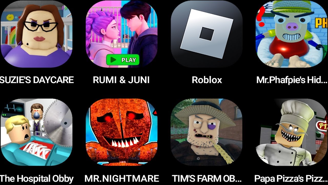 SUZIE'S DAYCARE,RUMI & JINU PRISON,Roblox,Mr.Phafpie's Hideout,The Hospital,MR. NIGHTMARE...