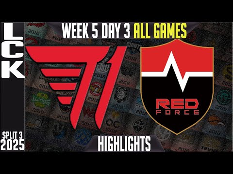T1 vs NS ALL GAMES Highlights | LCK Split 3 2025 W5D3 | T1 vs Nongshim Redforce