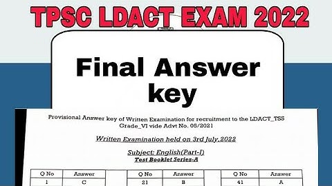 TPSC LDACT FINAL ANSWER KEY|| TPSC LDACT 2022