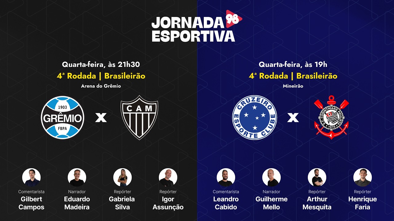 CRUZEIRO X CORINTHIANS | GRÊMIO X ATLÉTICO | BRASILEIRÃO - AO VIVO - 25/02/2026