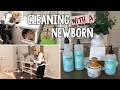 CLEAN WITH ME // CLEANING WITH A NEWBORN // Spring Cleaning Motivation 2019