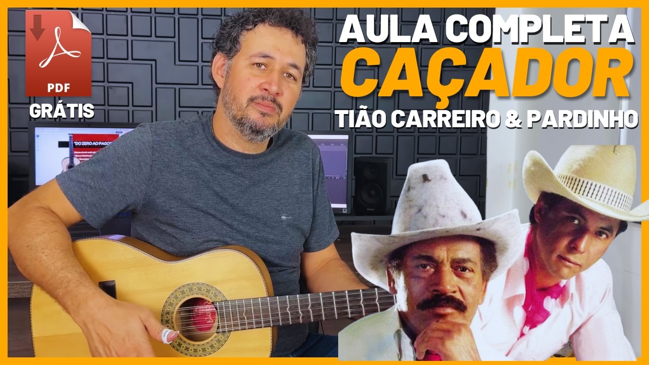 CAÇADOR - Tião Carreiro & Pardinho | Aula Completa | Solo | Viola Caipira |  Como Tocar | PDF Grátis
