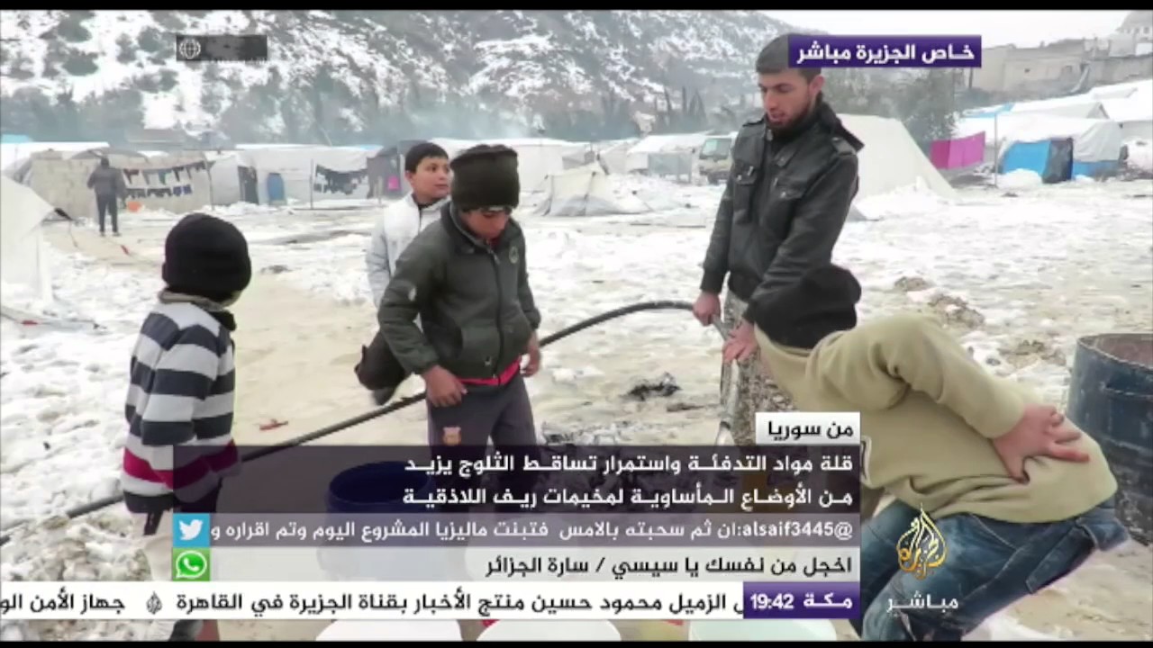 مخيمات اللاجئين في ريف اللاذقية السوري تئن من برد الشتاء وثلوجه