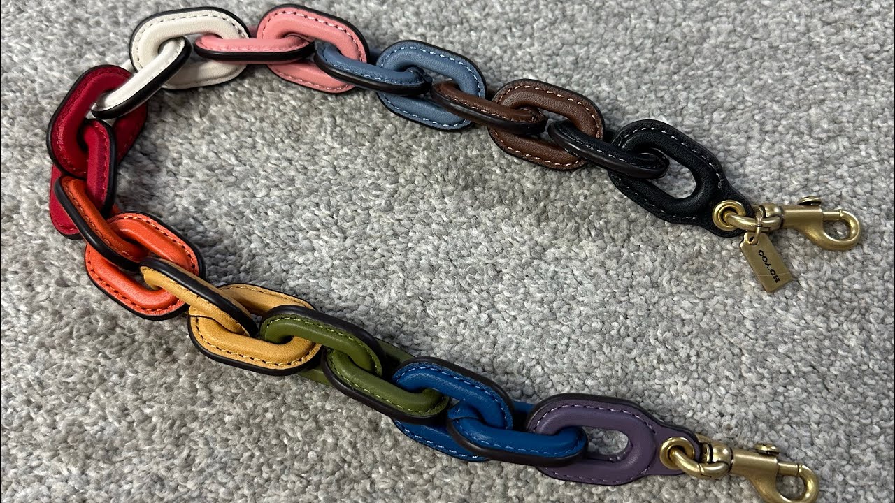 UNBOXING COACH Rainbow Leather Covered Short Chain Strap YouTube