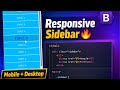 Build a Responsive Sidebar Menu Using HTML, CSS & Bootstrap #ResponsiveSidebar #Bootstrap #HTMLCSS