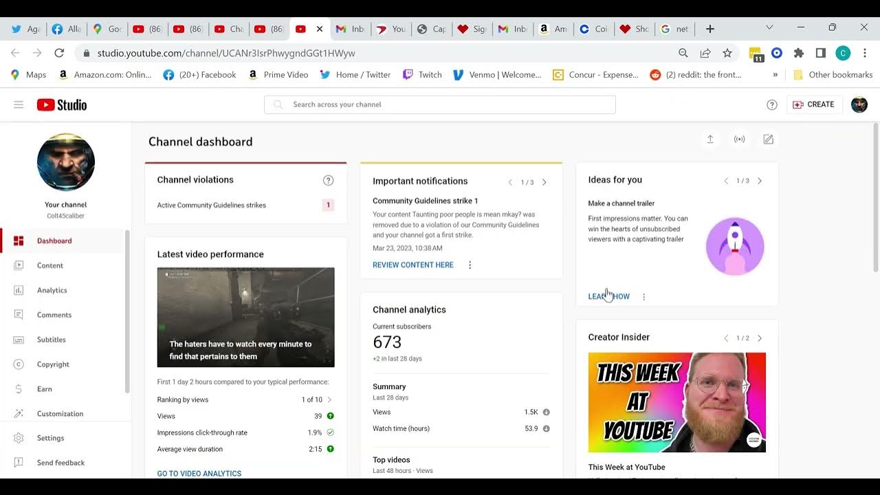 Channel dashboard YouTube Studio Google Chrome 2023 03 23 19 27 41