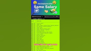 "SQL Trick: Find Employees with Same Salary in 1 Query | SQL Interview Question" #ytshorts #coding