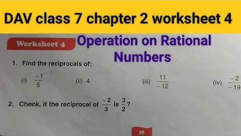 DAV Class 7 maths chapter 2 worksheet 4 ।। Class 7 math chapter 2 worksheet 4 dav public school
