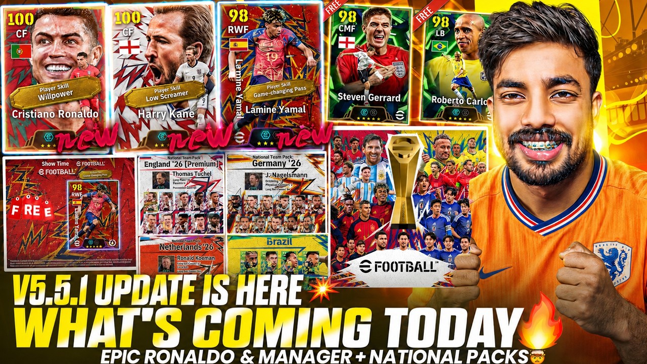 V5.5.1 UPDATE IS HERE  EPIC RONALDO & NOTIONAL PACKS☠️💥  ഇത് കൊണാമി തൂക്കി 🔥.