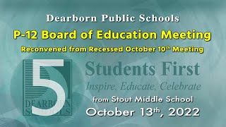 October 2022 P 12 Board of Education Meeting.  Part 5