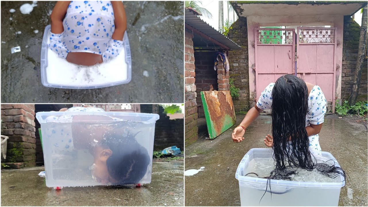 long hair shampooing and dunking and hold | Saraswati Das |Saraswati Rapunzel