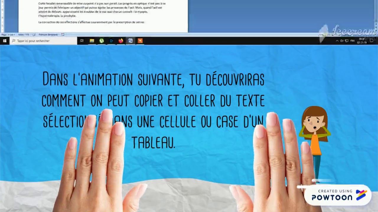 Copier coller du texte dans un tableau YouTube