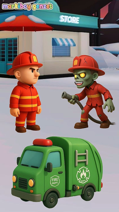 Zombie stole the real fire truck #english #shorts