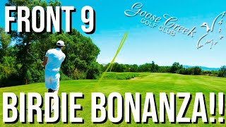 BIRDIE BONANZA!! | Goose Creek Golf Club PART 1 | FRONT 9 Course Vlog | Hole Flyovers & Shot Tracers screenshot 1