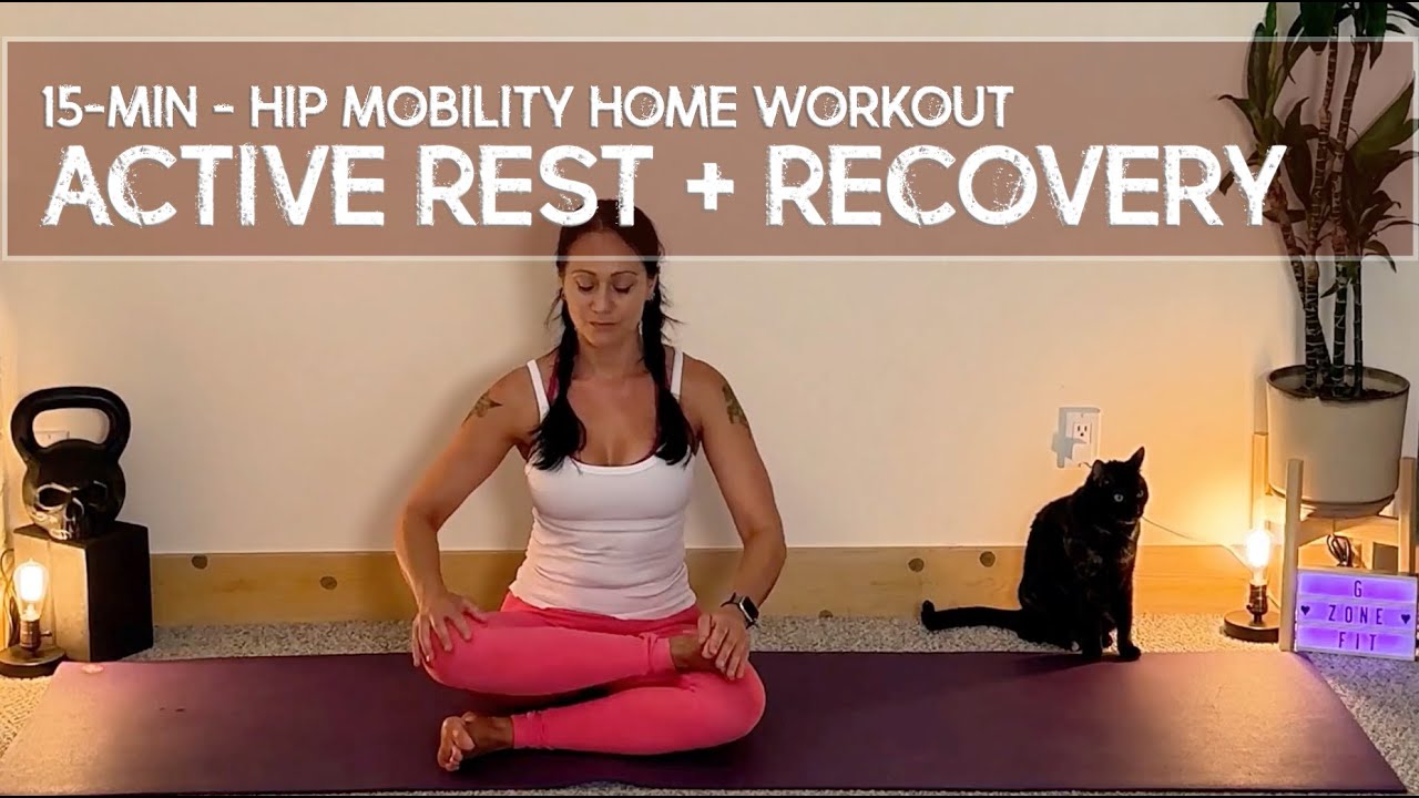 15-MIN Active Rest Day Home Workout - NO MUSIC - Timer Beeps only - Hip Mobility + Recovery