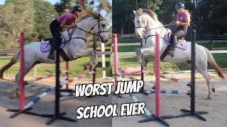 Our worst jump school ever | Tack up and ride Winnie with me