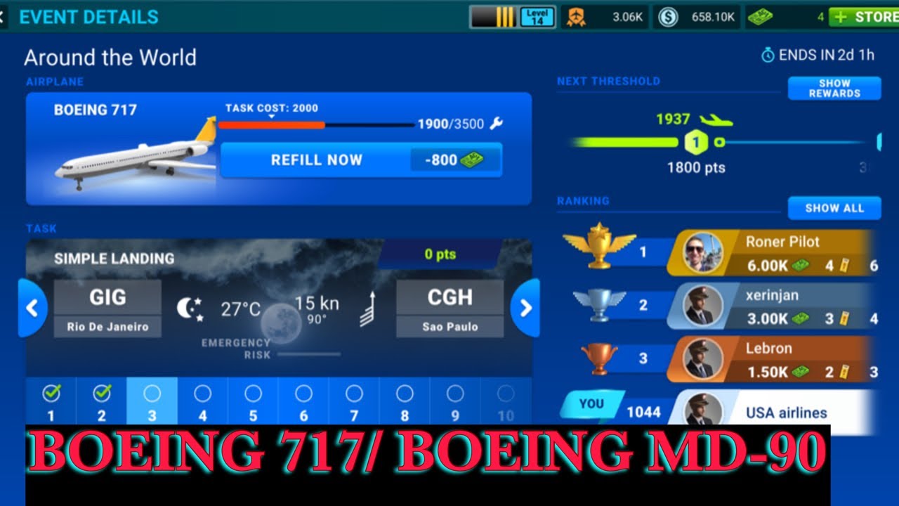 Airline Commander Around The World Event Boeing 717/Boeing MD90 YouTube