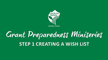 Grant Preparedness Miniseries - Video 1 Creating Your Wish List