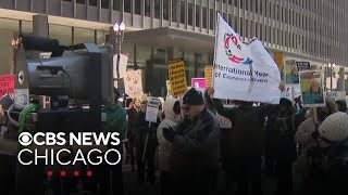 Protesters rally in Chicago against President Trump's policies