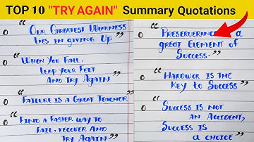 Class 10th "Try Again" Summary Top 10 Easy Quotations