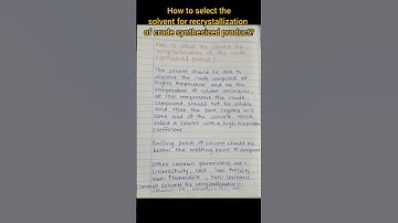 how to select solvent for recrystallization? medicinal chemistry lab #synthesis #lab #vivaquestions
