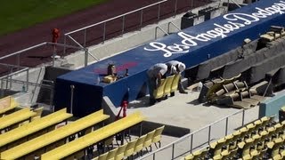 Dodger Stadium Renovations 3-23-13 - Final Week, Spreading Red Dirt, Installing Seats....42