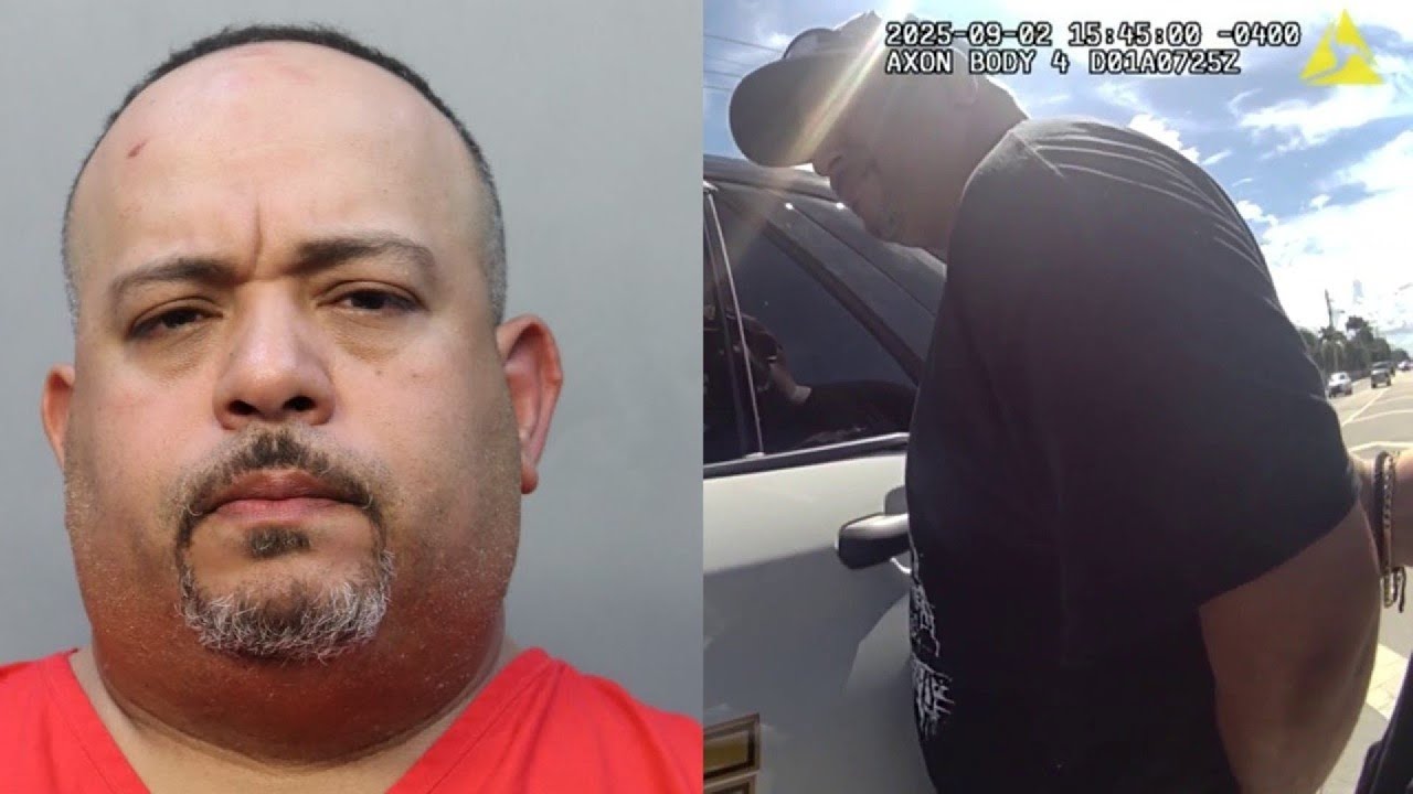 Видео показывает арест офицера полиции города Хоумстед, обвиняемого в вождении в нетрезвом виде в...