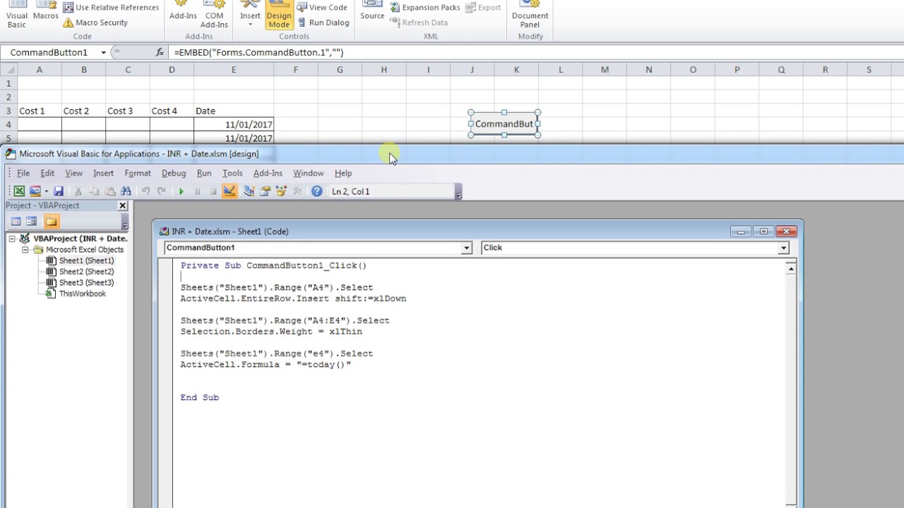 insert current date in excel mac