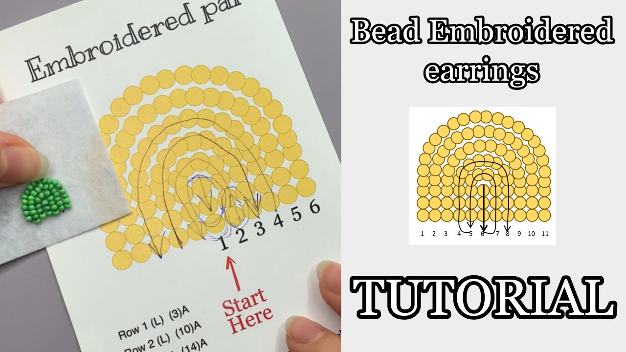 How to start Bead Embroidered Earrings with fringe | Bead embroidery earrings tutorial | Back Stitch