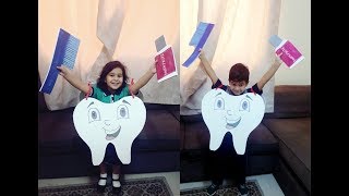 Oral hygeine costume | Tooth fancy dress | طريقه عمل زي تنكري للاسنان للاطفال