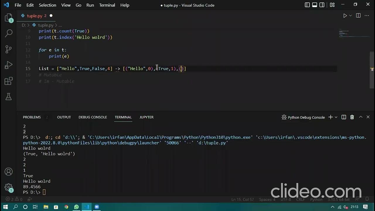 Python 3 - Part 7 | Tuple | Basics | Selenium tutorial - YouTube
