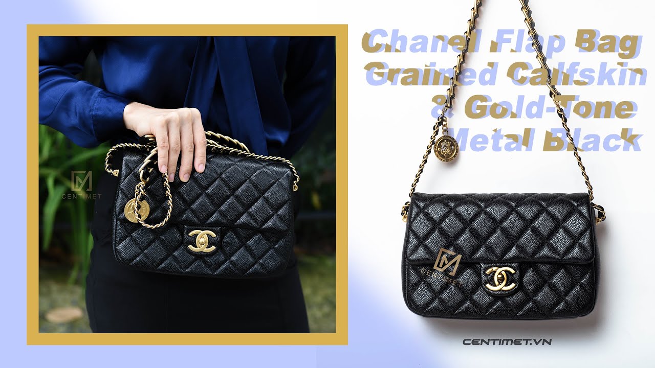Túi Xách Chanel Flap Bag Aged Calfskin  Gold Tone Metal Black Like  Authentic