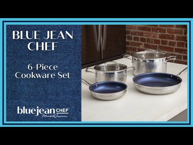 Blue Jean Chef 9-Piece Stainless Steel Cookware Set, Hammered Finish