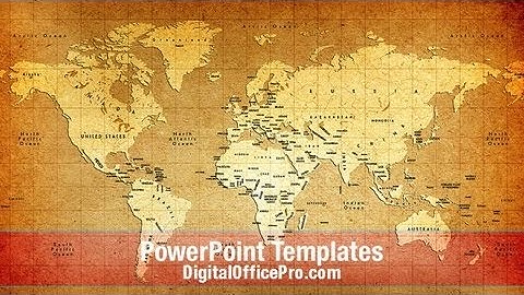 Old World Map PowerPoint Template Backgrounds - DigitalOfficePro #06009W
