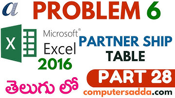 Ms-Excel 2016 in Telugu 28(Prob-6- Partner Ship Table) (www.computersadda.com)
