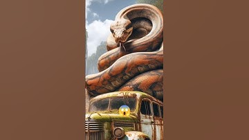 Rare discovery of python circling a bus in the Amazon forest #ai #python #jungle #rare