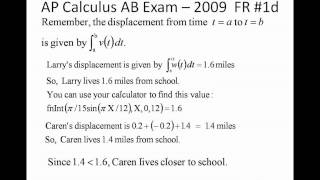 AP Calculus AB 2009 FR 1 2 3