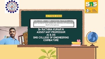 Understanding Exceptions  | OOP  | SNS Institutions