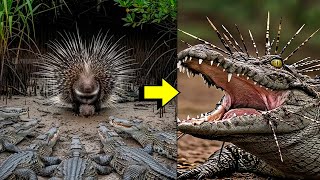 Cocodrilos se metieron con el animal equivocado| Cocodrilo vs Puercospin