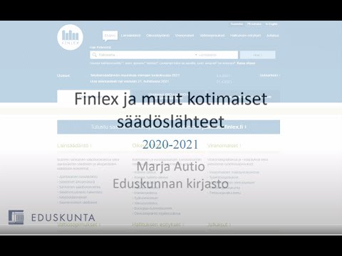 Finlex ja muut kotimaiset säädöslähteet. Verkkokoulutus 2020-2021